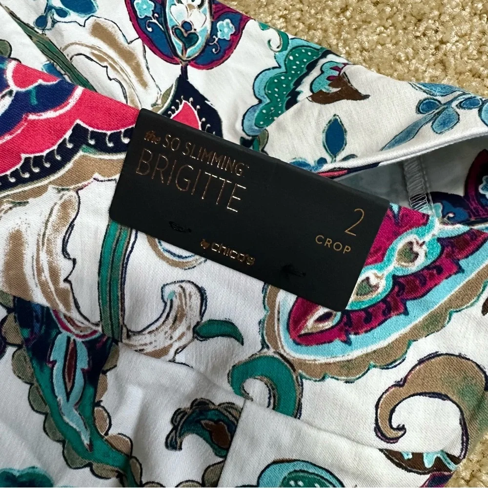 Chico’s So Slimming Brigitte Crop Pants Size 2 (US 12) Floral Stretch - Picture 3 of 8